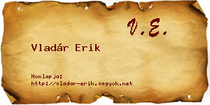 Vladár Erik névjegykártya